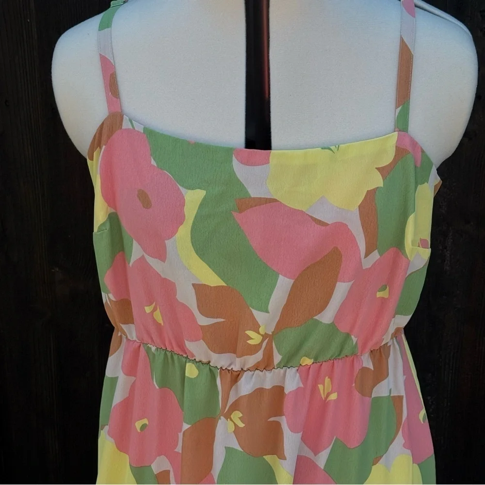 Sanctuary Orange and Pink Spaghetti Strap Midi Sundress